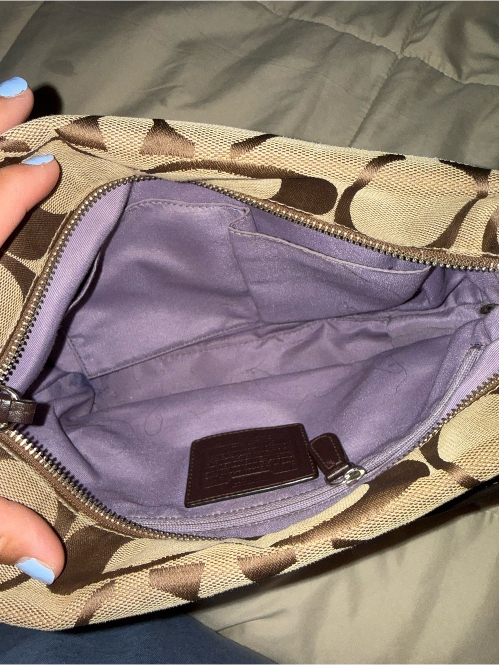 Coach Brown Signature Canvas Shoulder Bag with Dark Brown Trim - Picture 6 of 10